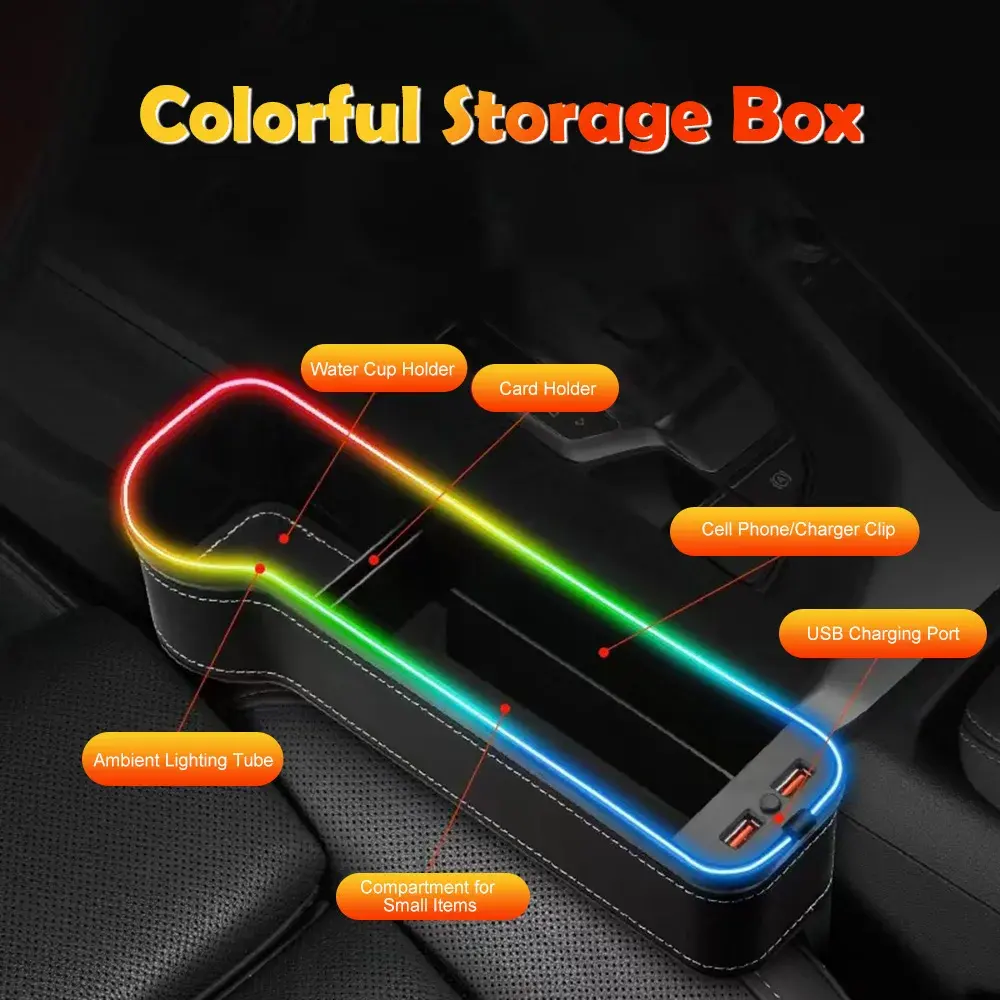Toyota Land Cruiser LC71 PU Leather Car Seat Gap Filler Storage Box with Cup Holder | Jufeng Electro