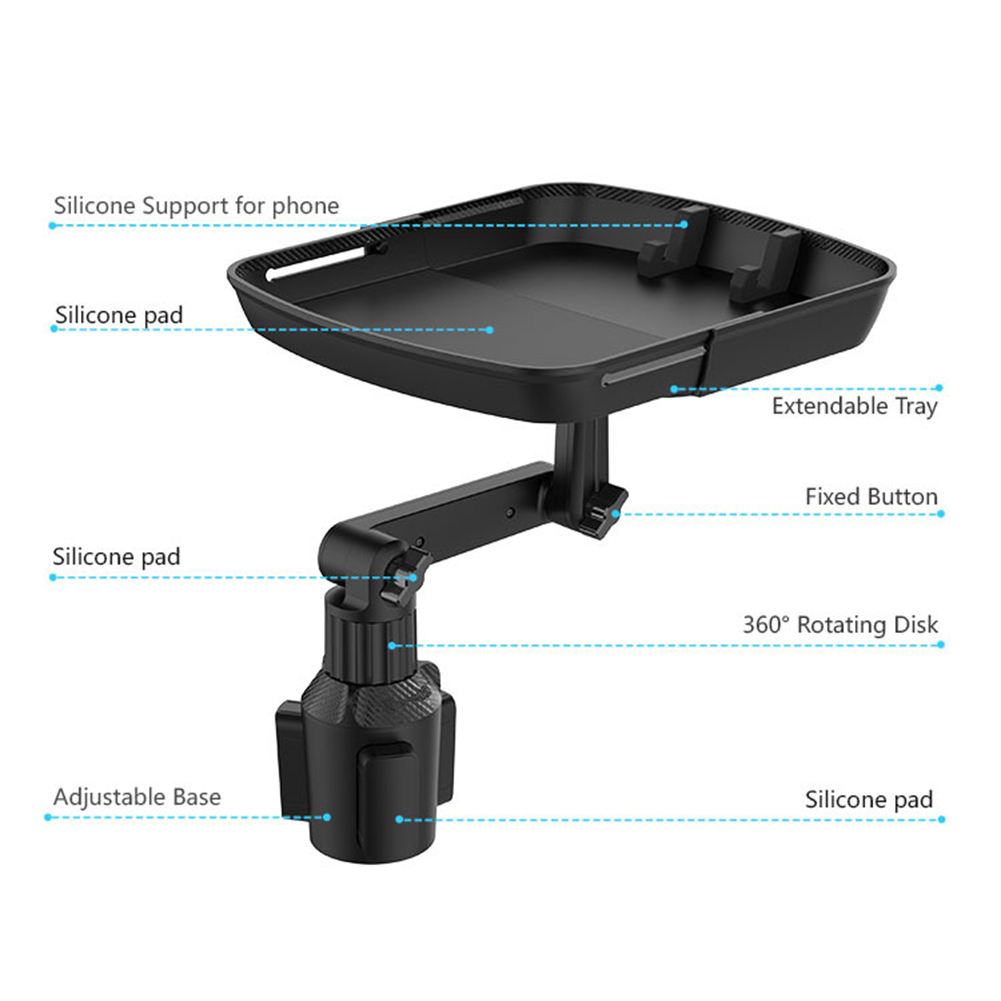 360° Swivel Arm Car Table - Universal Car Cup Holder Tray for Eating Work (Model: JF-T02) | Dongguan