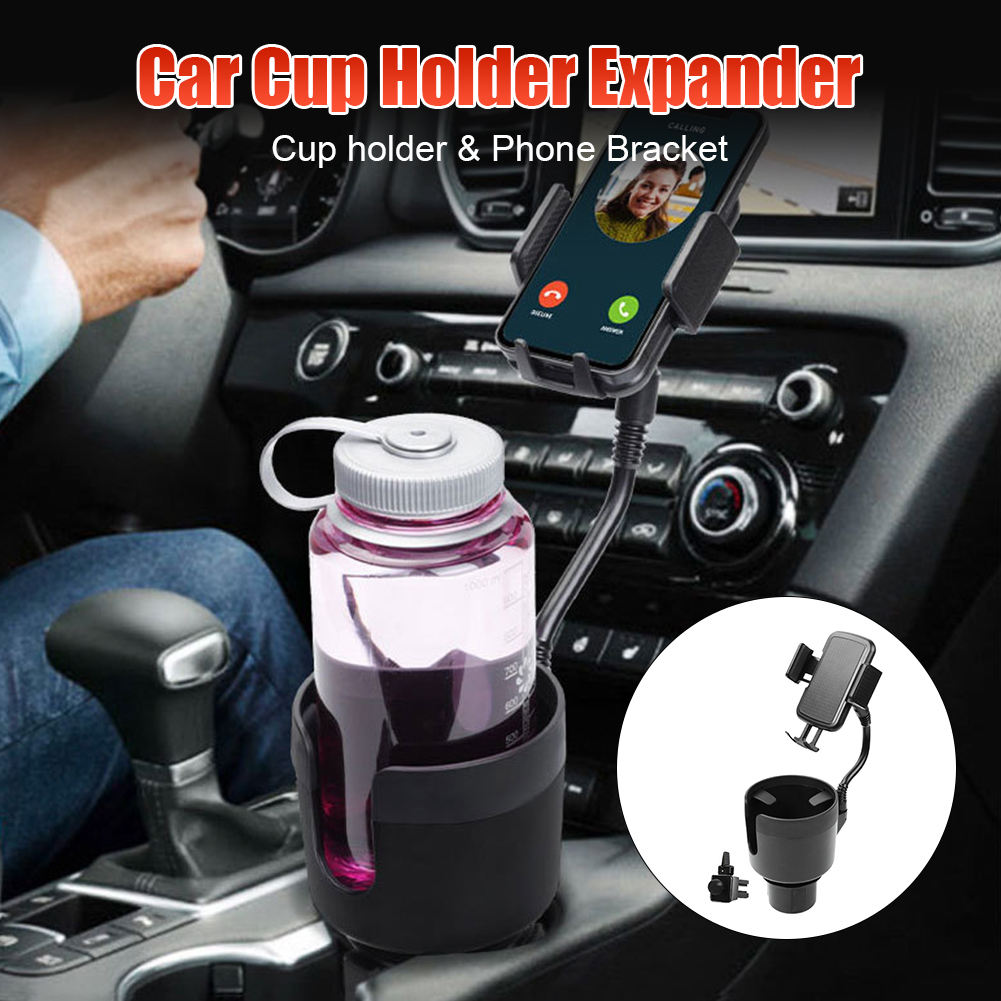 2-in-1 Adjustable B<i></i>ase Car Cup and Phone Holder with 360 Degree Rotation - Jufeng JF-C06